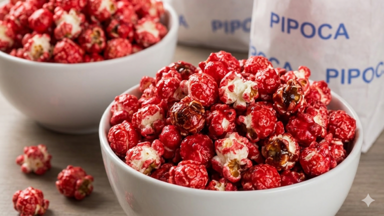 Pipoca doce vermelha na panela de pipoqueiro